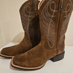 Ariat Women’s Brown Leather Western Boots Size 10B Square Toe Cowgirl
